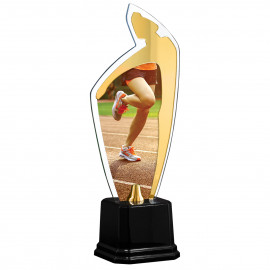 Troféu Acrílico e Detalhe Espelhado Atletismo Feminino 35cm