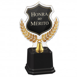 Troféu Acrílico Brasão Honra ao Mérito 21cm