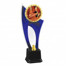 Troféu Acrílico Cristal com Ramo Dourado Atletismo 32cm