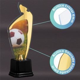 Troféu Acrílico e Detalhe Espelhado Futebol 35cm